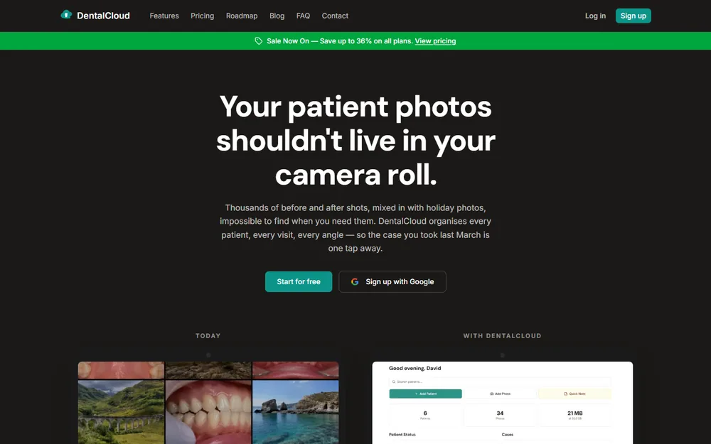 Screenshot of the dentalcloud.io homepage